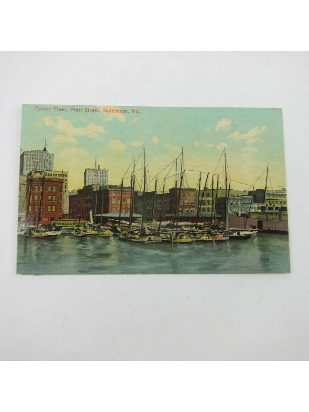 Postcard Baltimore Maryland Ships Oyster Fleet Pratt Street Antique UNPOSTED